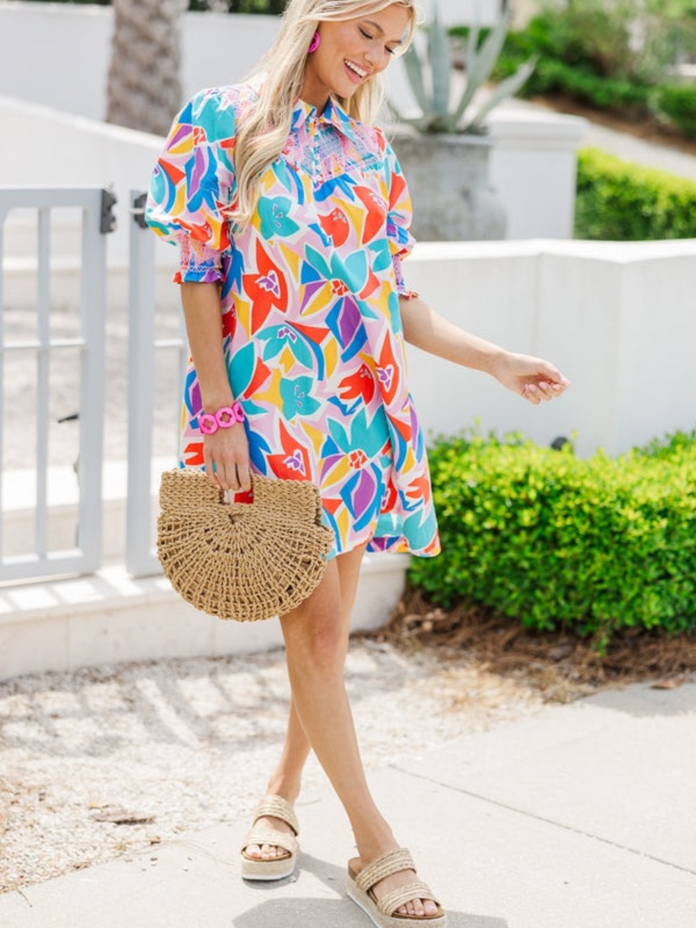 Fate Multicolor Floral Print Mini Dress